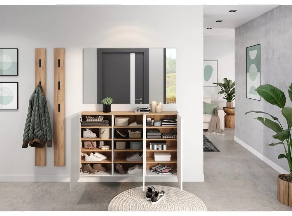 Biała szafka w dekorze dębu wisząca 138x87x25 cm Libbiano – Germania