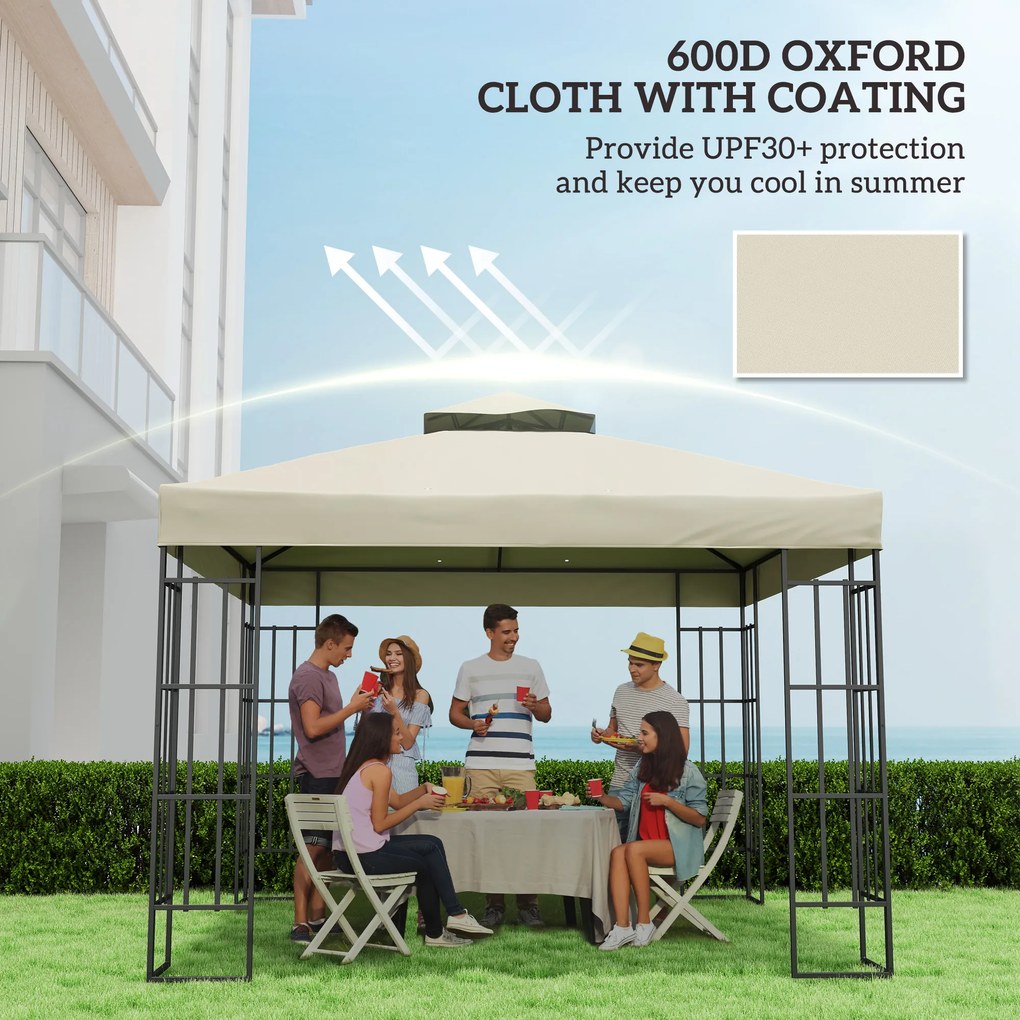 Outsunny Zamienny dach do pawilonu 3 x 3 m, Plandeka z otworami odprowadzającymi wodę, Ochrona UPF30+, Ochrona przed słońcem, Kremowy