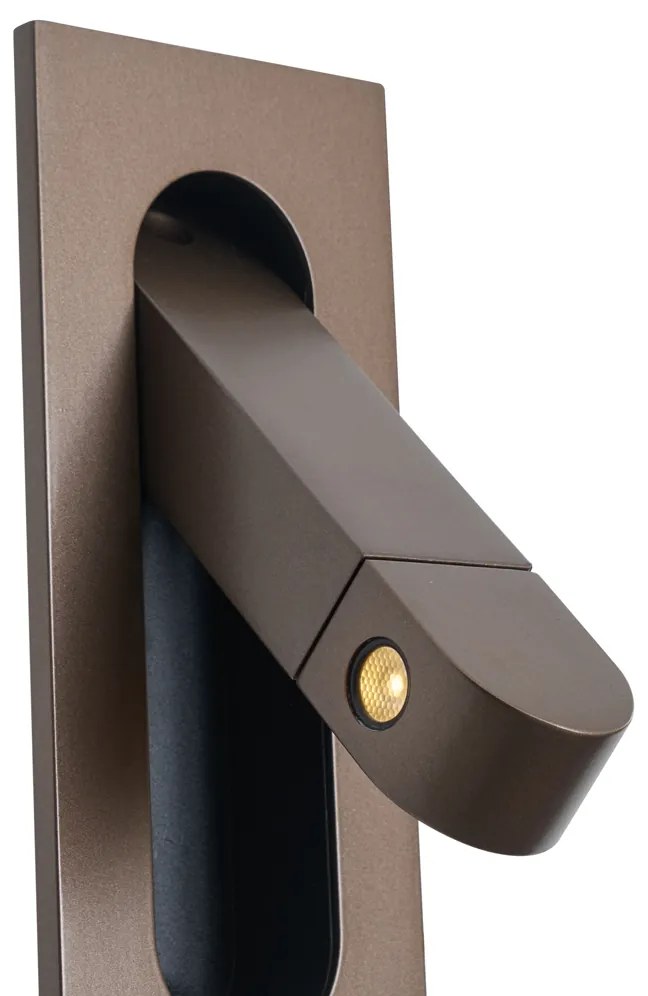 Nowoczesny Kinkiet / Lampa scienna w kolorze ciemnego brązu z LED i portem USB-C - Hilton Nowoczesny Oswietlenie wewnetrzne