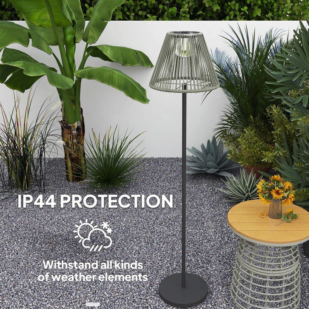 Outsunny Lampa solarna na stojaku Rattan z czujnikiem światła 25 LED Ø33 x 135 cm