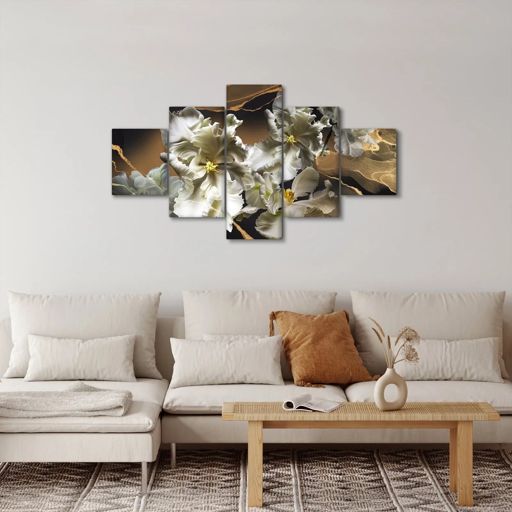 Obraz - Orchidea kwiaty na marmurowym tle (125x70 cm)