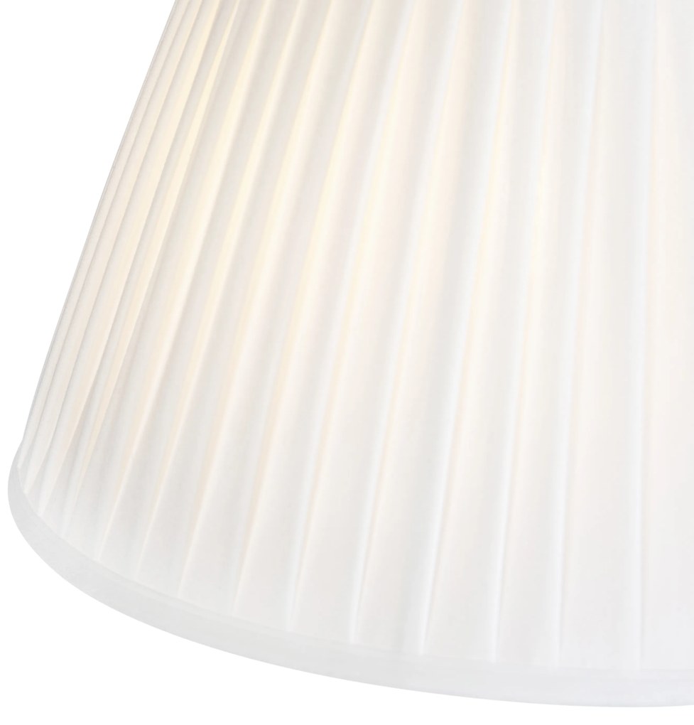Stalowa lampa wisząca z plisowanymi kloszami kremowymi 35 cm 2-światła - Blitz klasyczny/Antyczny Oswietlenie wewnetrzne
