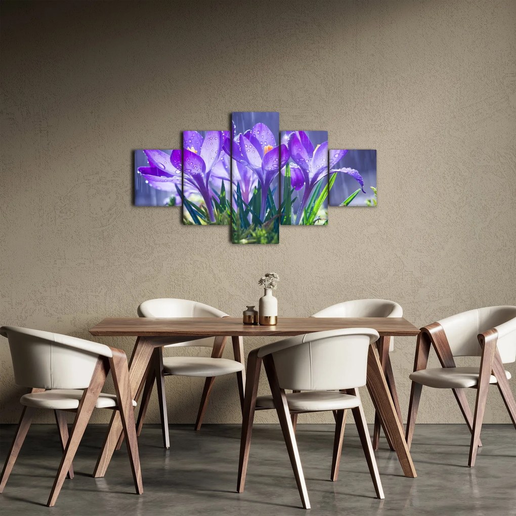 Obraz kwiatów w deszczu (125x70 cm)