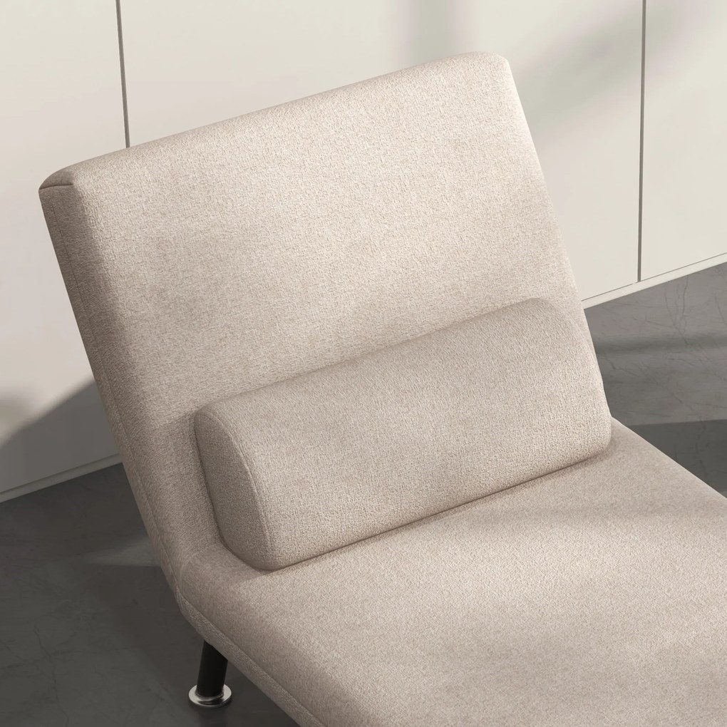 HOMCOM Składany fotel z funkcją spania, fotel relaksacyjny w wyglądzie lnu z regulowanym oparciem, 75 x 70 x 75 cm, Beżowy