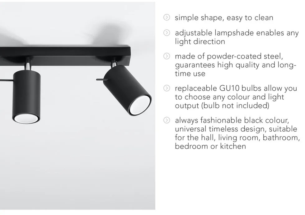 Czarna lampa sufitowa Sollux Ethna