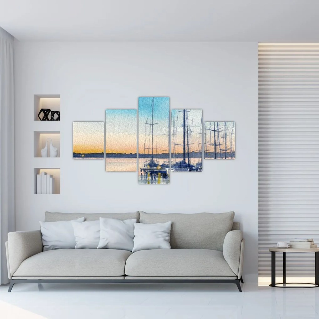Obraz - Żeglarstwo, akwary (125x70 cm)