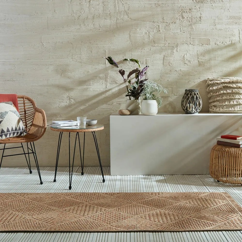 Chodnik odpowiedni na zewnątrz w naturalnym kolorze 80x230 cm Nora Diamond – Flair Rugs