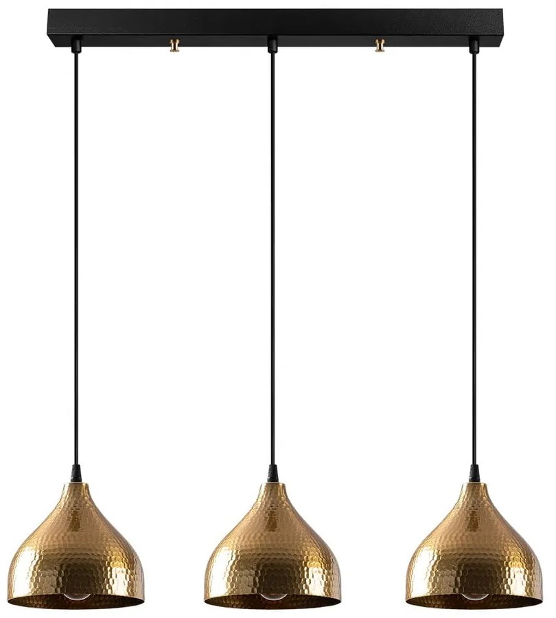 Lampa wisząca w czarno-złotym kolorze z metalowym kloszem Tattoo – Opviq lights