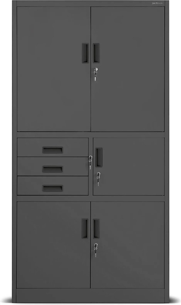Biurowa szafa na akta z sejfem Filip II 90x40x185 cm antracyt