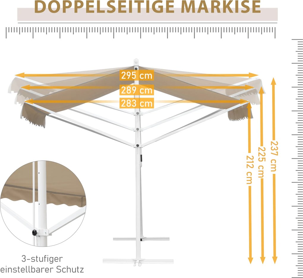 Outsunny markiza stojąca ogrodowa ze składanym ramieniem taras beżowy 4 x 3 m