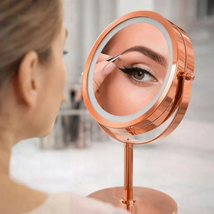 Lusterko Do Makijażu PREMIUM Kosmetyczne POWIĘKSZAJĄCE 10X Podświetlane LED