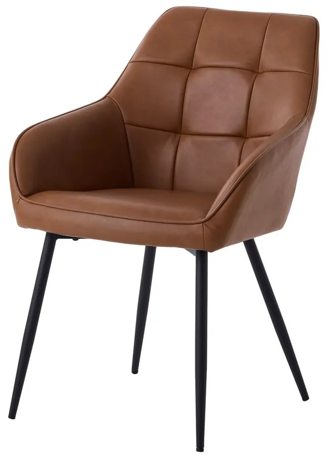 Brązowe krzesła z imitacji skóry z podłokietnikami zestaw 2 szt. Nolan Square – Unique Furniture