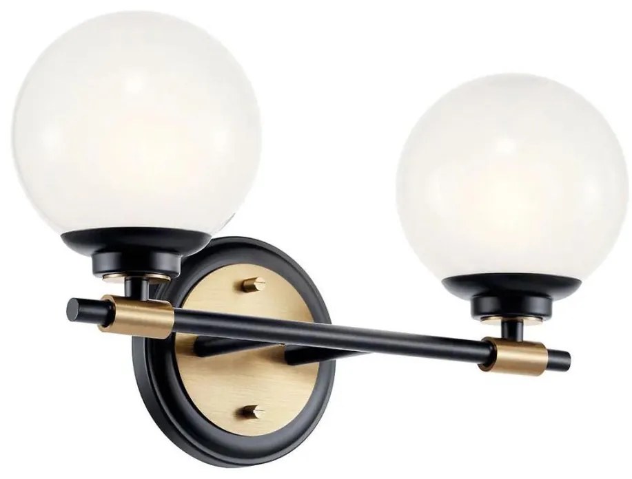 Kichler KL-BENNO2-BK-CPZ-LED Oprawa łazienkowa BENNO 2xLED/3W/230V czarny/złoty IP44