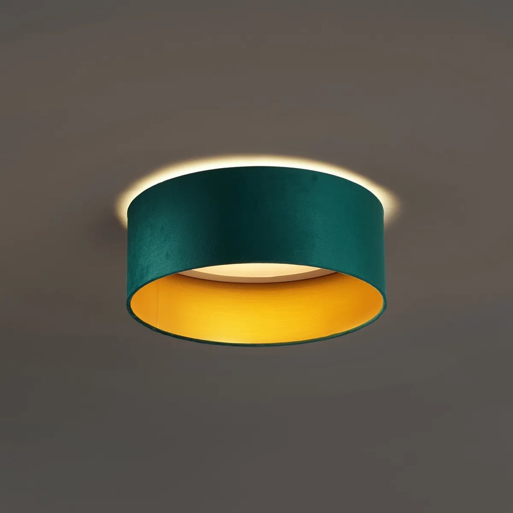 Nowoczesna lampa sufitowa zielony aksamit 40 cm z LED z 3-stopniową regulacją ściemniania - Sue