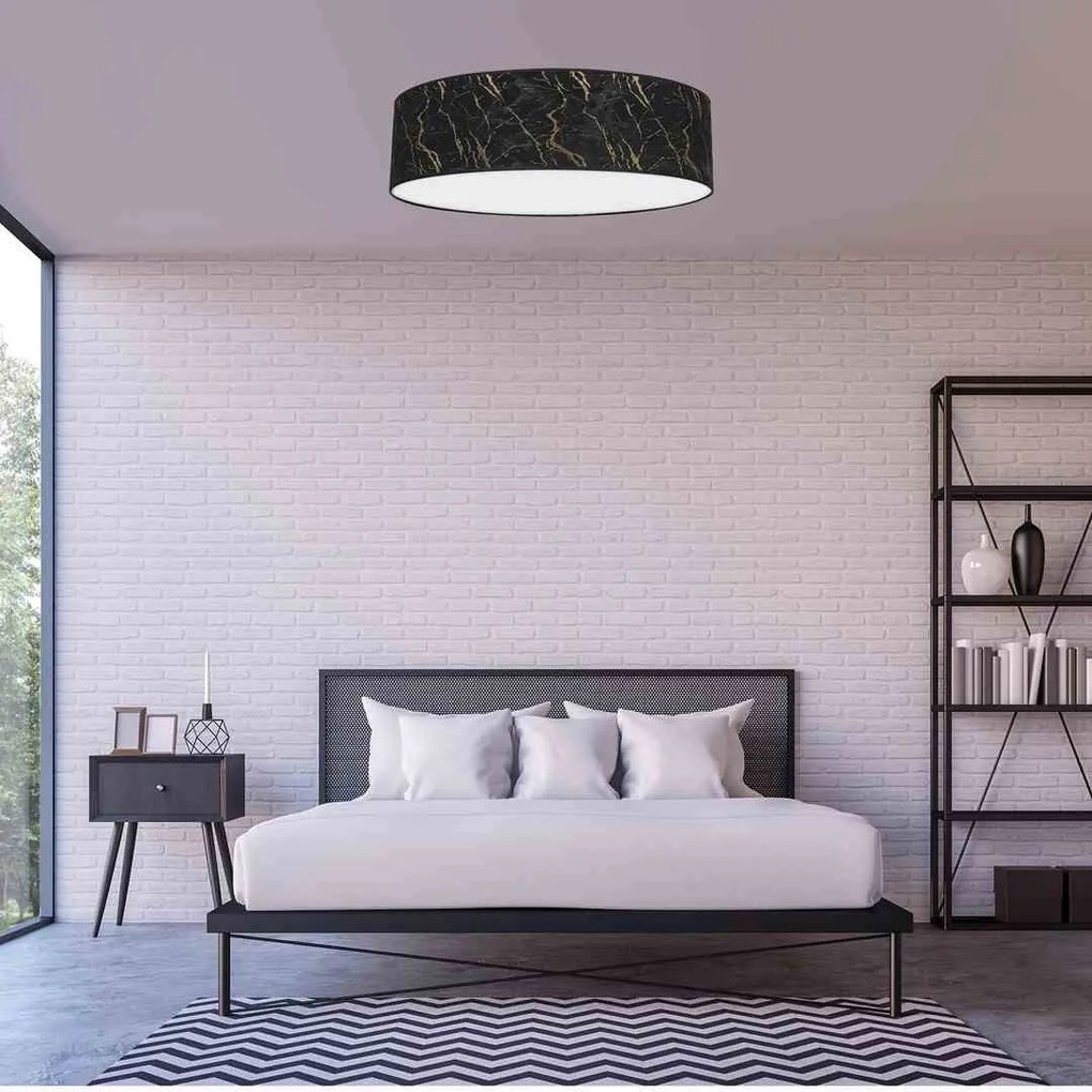 Lampa sufitowa, czarna, złota, okrągła SENSO Black/Gold 3xE27 Ø60cm