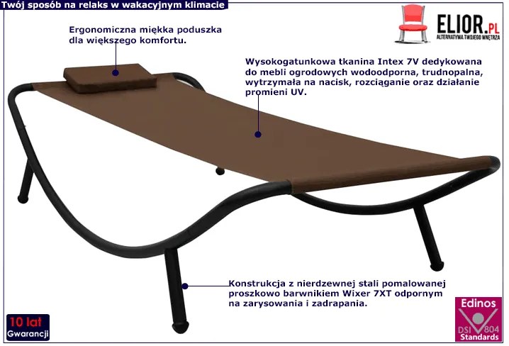 Brązowa leżanka do ogrodu, na taras - Wintex 4X