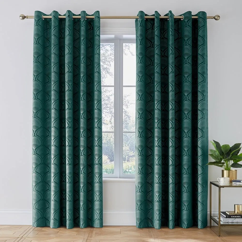 Zielone zasłony zestaw 2 szt. 168x183 cm Art Deco Pearl – Catherine Lansfield