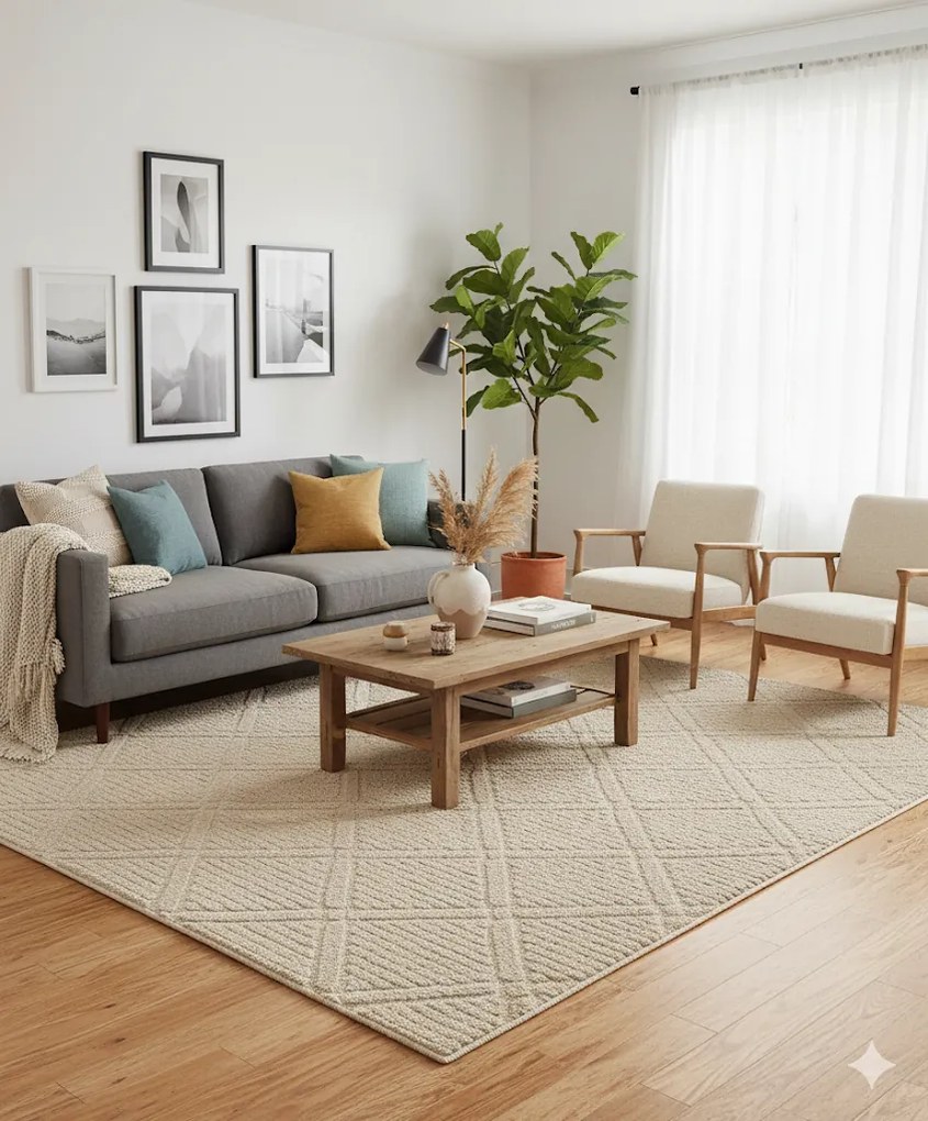 Dywan nowoczesny 3D Arc Romby beżowy 200 cm x 300 cm