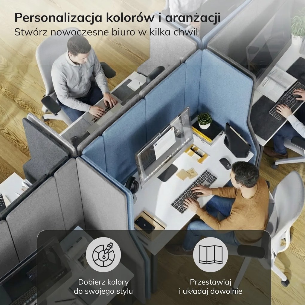 Ścianka działowa akustyczna Sadie, kolor Carbon Fog, rozmiar 280/145 cm