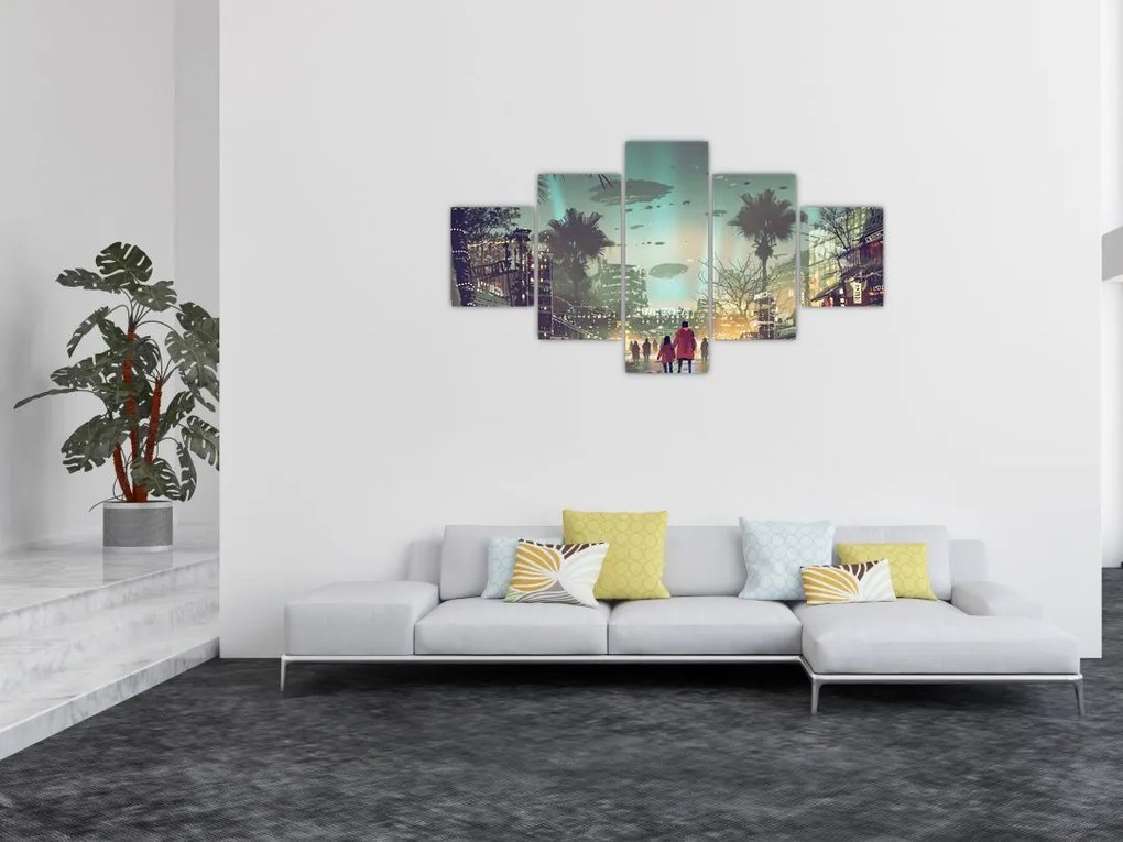 Obraz - miasto w przyszłości (125x70 cm)