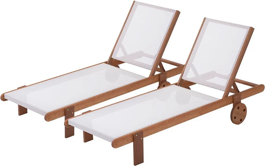 Leżak z drewna egzotycznego "Sajgon" - Klon - Ecru - Zestaw 2 szt.
