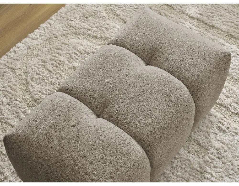 Beżowy podnóżek z tkaniny szenilowej Roxelane – Bobochic Paris