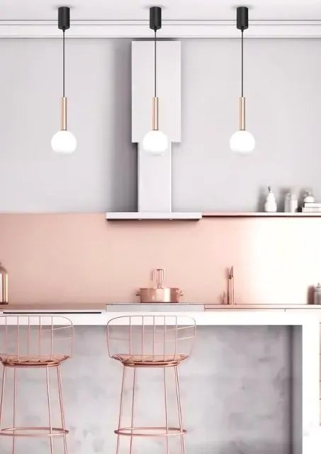 Loftowa lampa wisząca z różowym złotem - K567- A9-R86