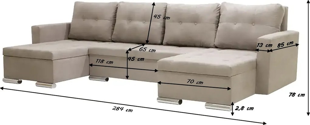 Narożnik U z funkcją spania FOLLER Granatowy