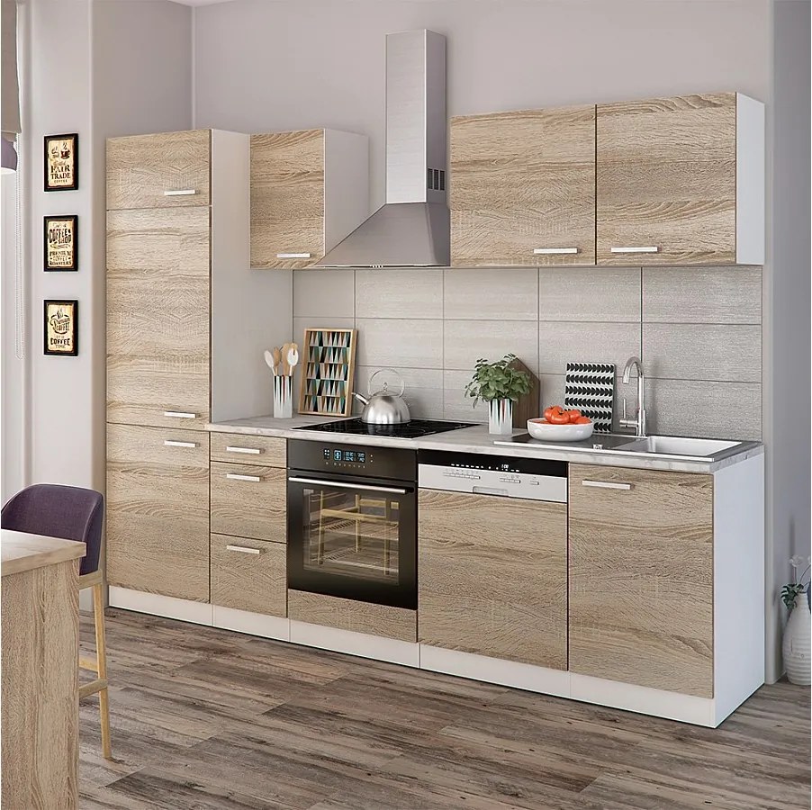Zabudowa kuchenna sonoma/biały 270x46x81.6 optima