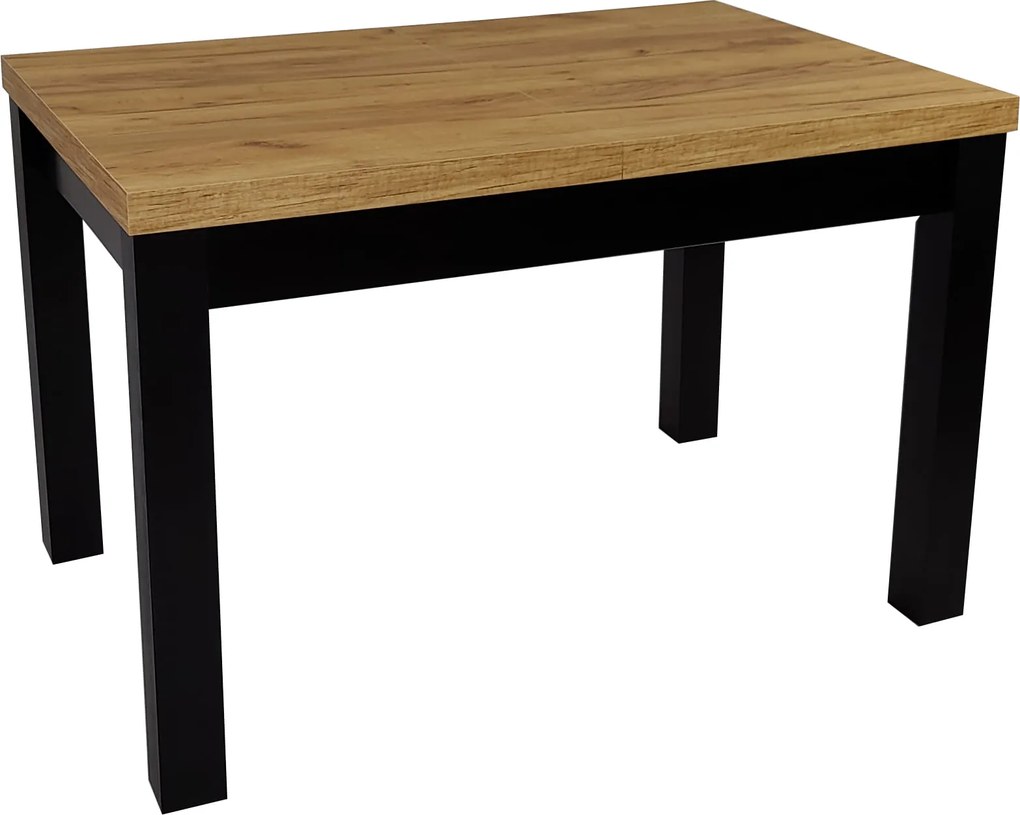 Solidny stół rozkładany R-7 80x140/180 czarny/blat dąb craft + nogi drewniane