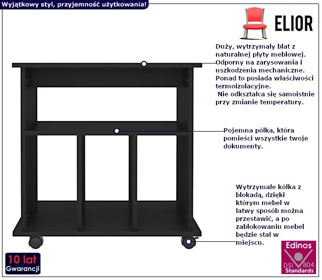 Czarny kontener biurkowy L4-F88