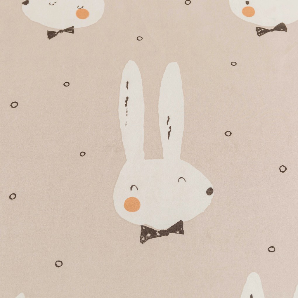 PrzytulneMieszkanie.pl Prześcieradło z mikrofibry 140x240 cm i poszewka na poduszkę 50x70 cm WHITE RABBIT, beżowe