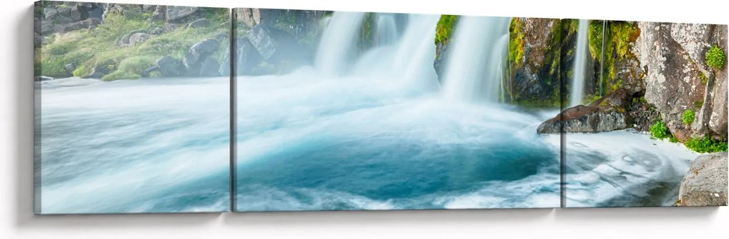 Obraz - Skały z wodospadami (170x50 cm)