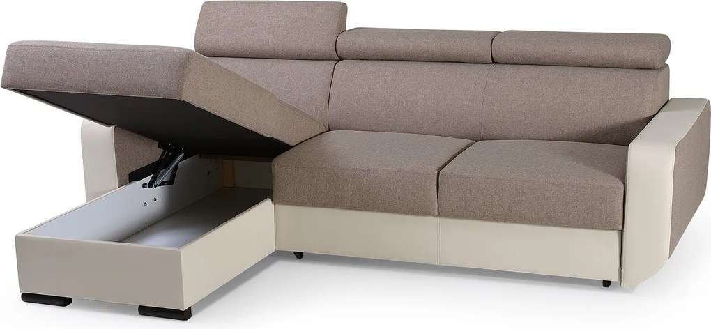 Masseno Narożnik PALAZZO z funkcją spania i pojemnikiem na pościel Narozniki L, Rozkładana sofa - Brązowy, INARI 23+MADRYT 912