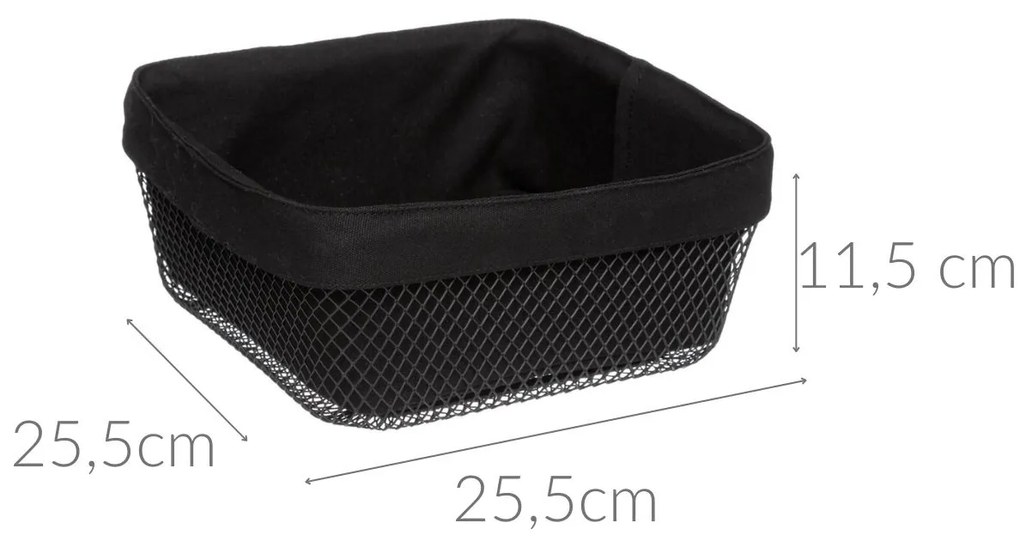 Nowoczesny koszyk na pieczywo MAYAJ, 25,5 x 25,5 x 11,5 cm