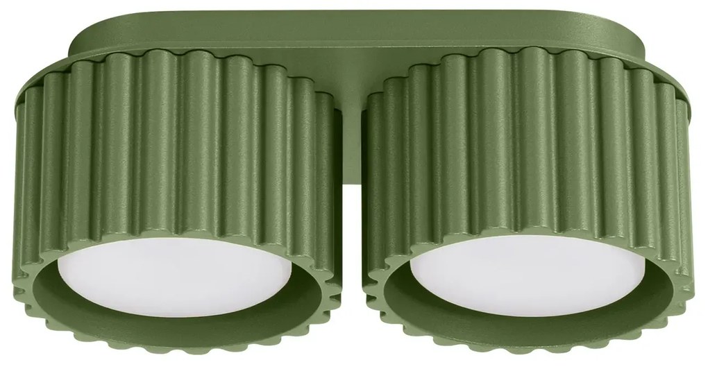 Plafon dwupunktowy AURA 2 zielony oliwkowy GX53 ryflowany SOLLUX  LIGHTING