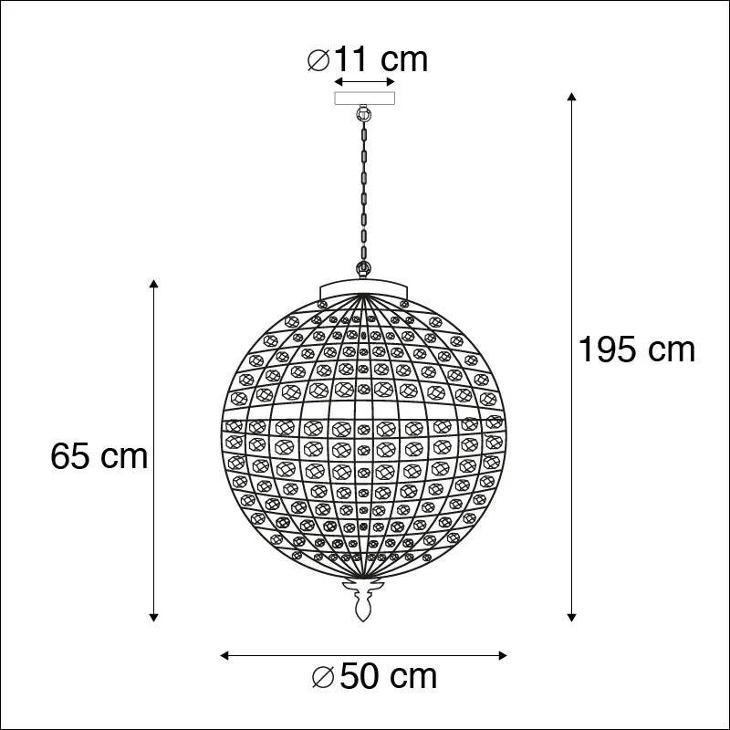 Lampa wisząca w stylu art deco kryształ 50 cm złota - Kasbah klasyczny/Antyczny Oswietlenie wewnetrzne