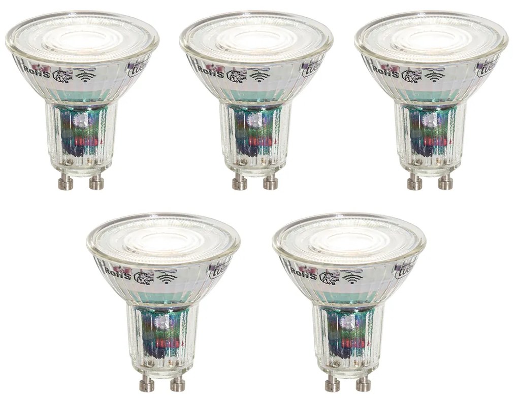 Zestaw 5 inteligentnych, jasnych żarówek LED GU10 50mm 4.8W 400 lm 1800-6500K
