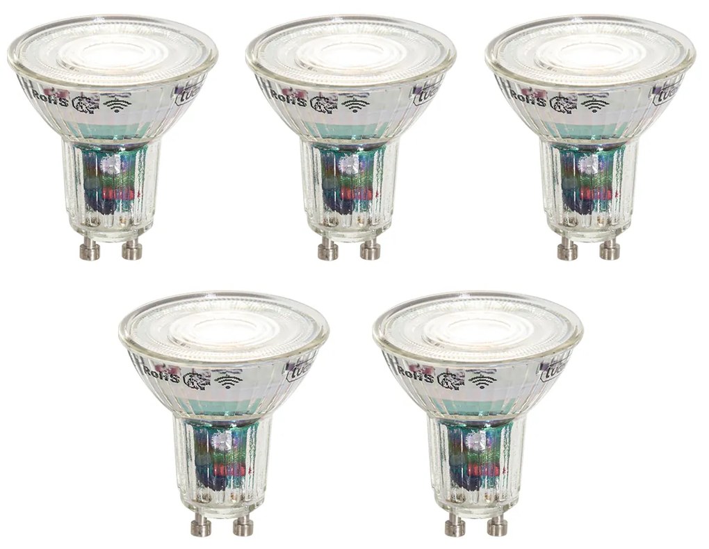 Zestaw 5 inteligentnych żarówek LED GU10 50mm przezroczystych 4,8W 400 lm 1800-6500K