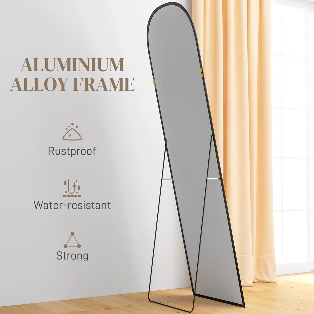 HOMCOM Lustro stojące, lustro w pełnej długości, nowoczesny design, 50 cm x 1,5 cm x 161,5 cm, czarne
