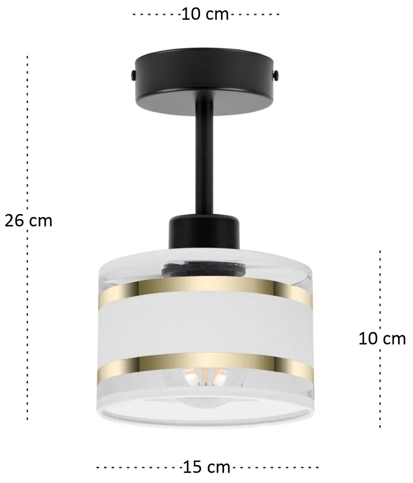 Lampa sufitowa czarna jednopunktowy spot z białym abażurem T-1010SC-WE