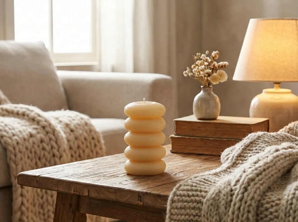 Świeca słupowa MACARON 11,5 cm jasnożółta