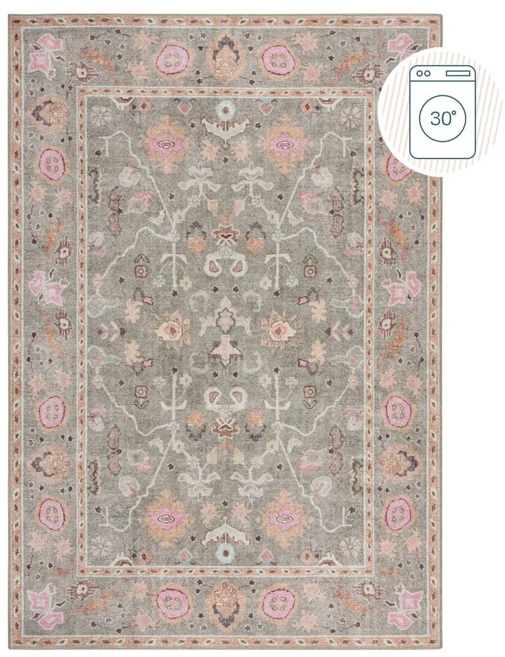 Jasnozielony dywan odpowiedni do prania 152x230 cm Una Floral – Flair Rugs