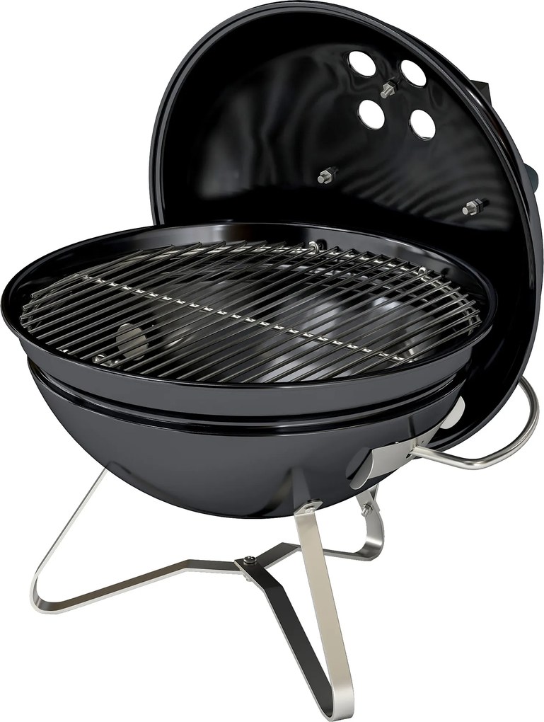 Outsunny Grill węglowy Przenośny grill kulisty z uchwytem pokrywy i regulowanymi otworami wentylacyjnymi do BBQ 41x41x44 cm Czarny | Aosom PL