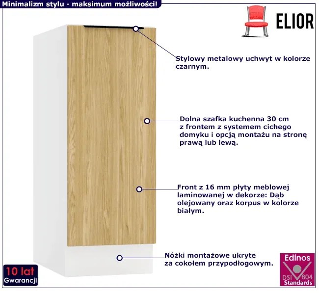 Dolna szafka kuchenna 30 cm dąb olejowany - Bixor 5X