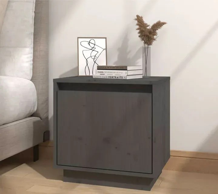 Szara drewniana szafka nocna do sypialni B3-T05