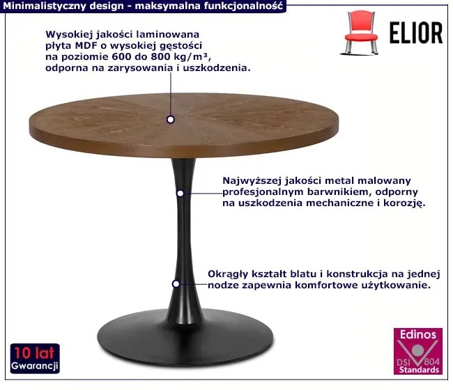 Okrągły stół na jednej nodze w kolorze orzech W3-T58