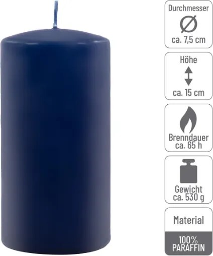 Świece dekoracyjne niebieskie 2 sztuki 15x7,5 cm parafina