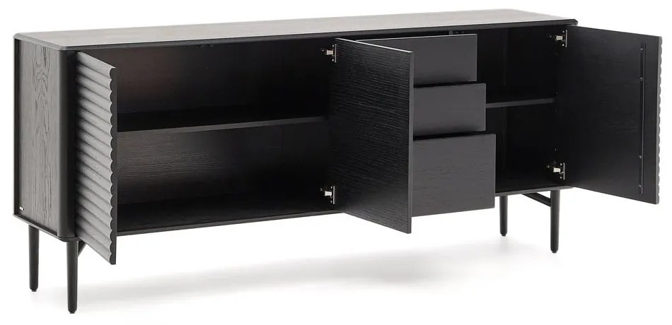 Czarna komoda w dekorze dębu 200x86x45 cm Lenon – Kave Home