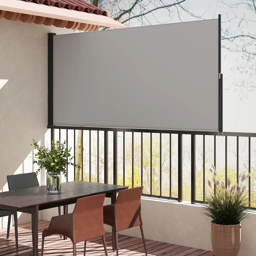 Outsunny Markiza Boczna, Rolowana, Rozsuwana, Ochrona Przeciwsłoneczna, Aluminium/Poliester, 3 x 1,4 m, Jasnoszary